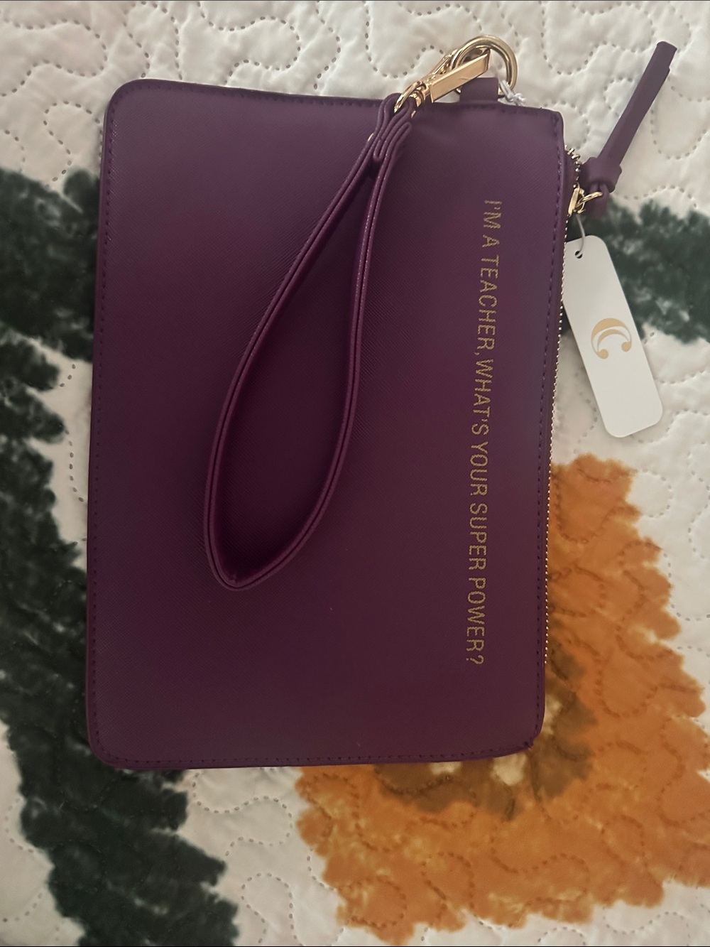Charming Charlie Purple Wristlet I’m A Teacher, What’s your super power? Nwt